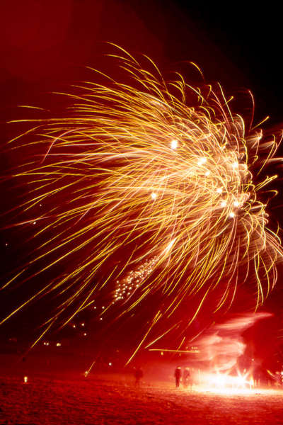 Feuerwerk bei Sturm