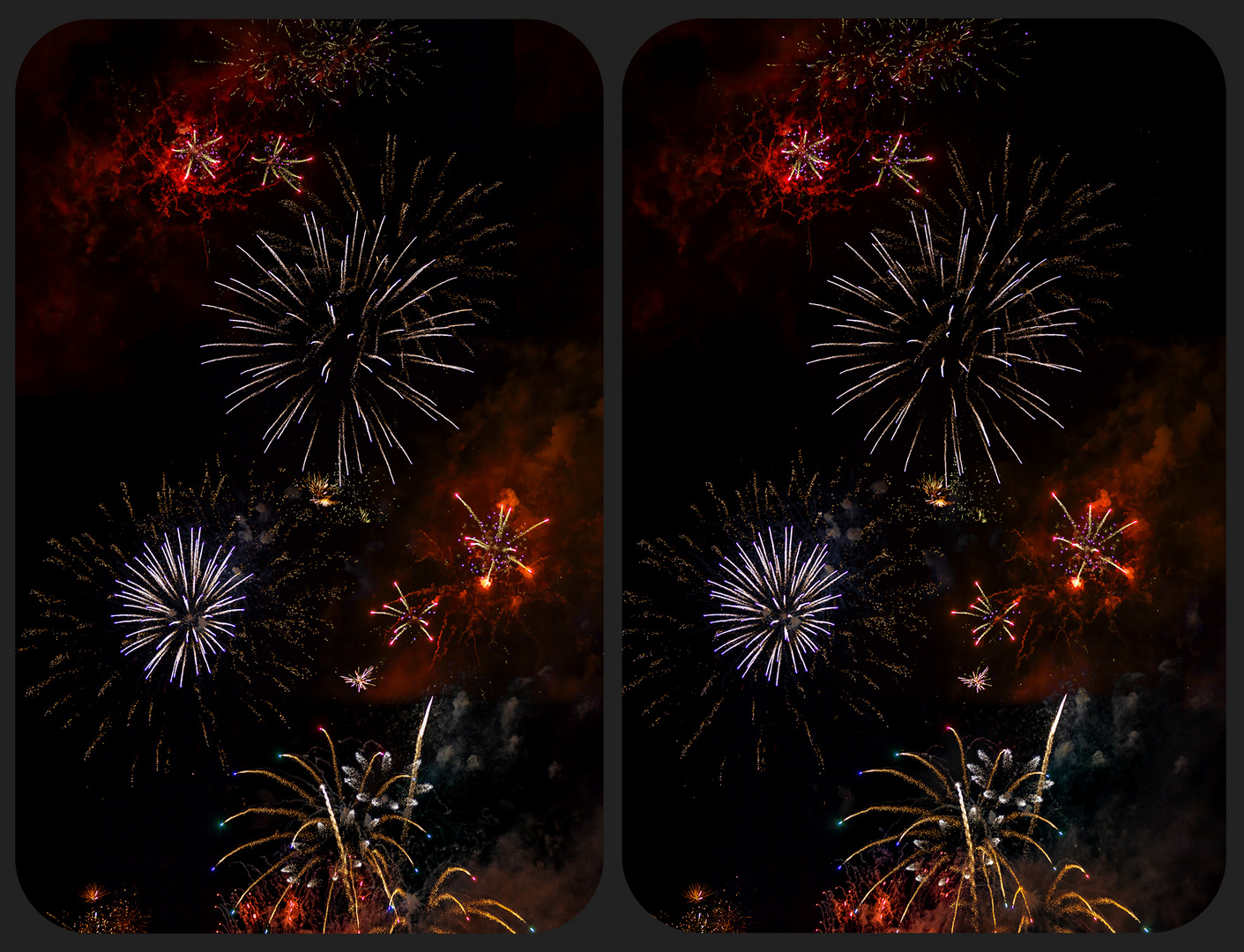 Feuerwerk in 3-D