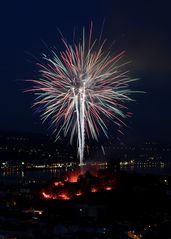 Feuerwerk in Bingen von der Burg Klopp
