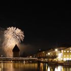 Feuerwerk in Luzern, 02.01.2010 mit Jesuitenkirche