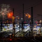 Feuerwerk über dem Hauptbahnhof Augsburg