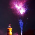 Feuerwerk über dem Leuchtturm am Großteich