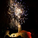 Feuerwerk über der Burgruine Hanstein
