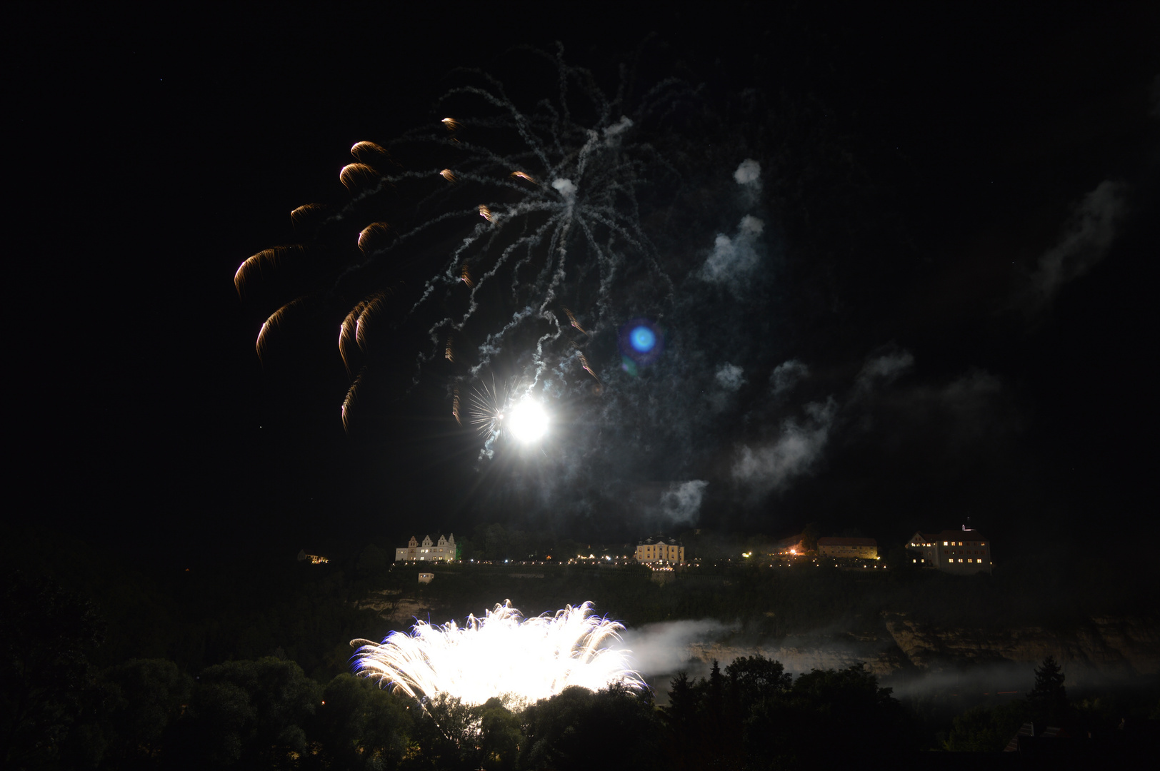 Feuerwerk während der Schlössernacht Dornburg 2017