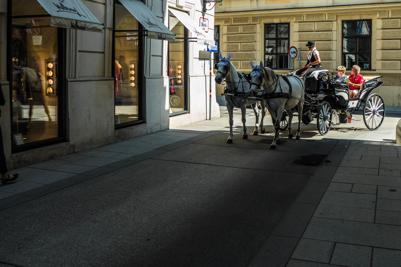 Fiaker auf dem Weg von der Herrengasse in die Bankgasse