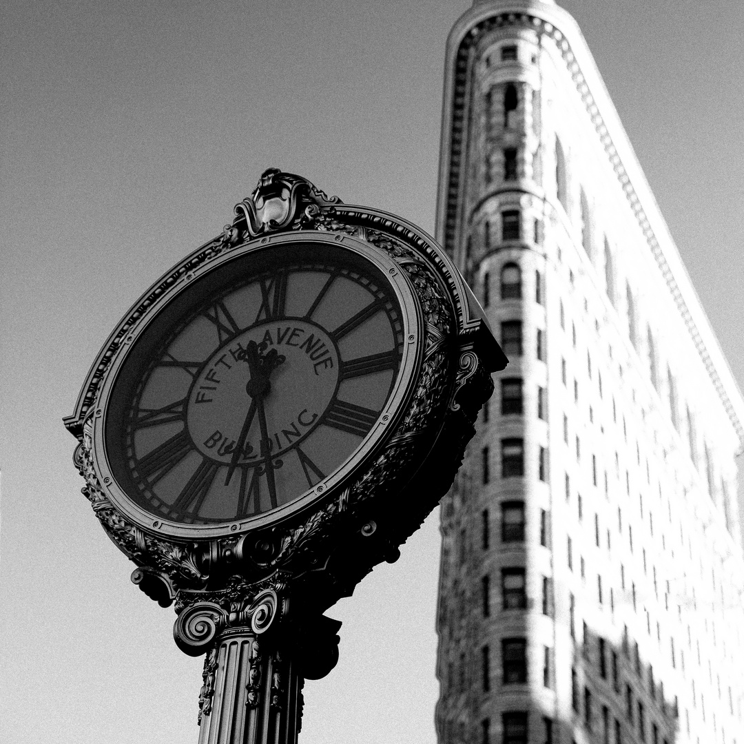 Fifth Avenue Building Clock and Flatiron Building