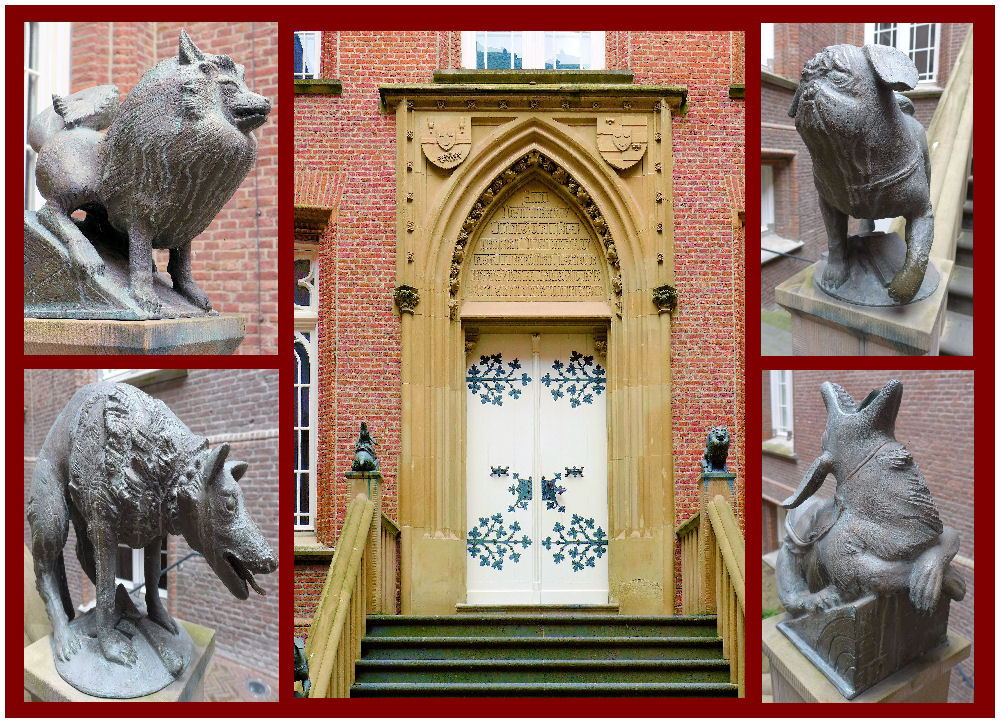 Figuren am Eingang Schloss Moyland