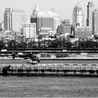 Filmic NYC No.11 - View to a Chopper and Brooklyn Heights