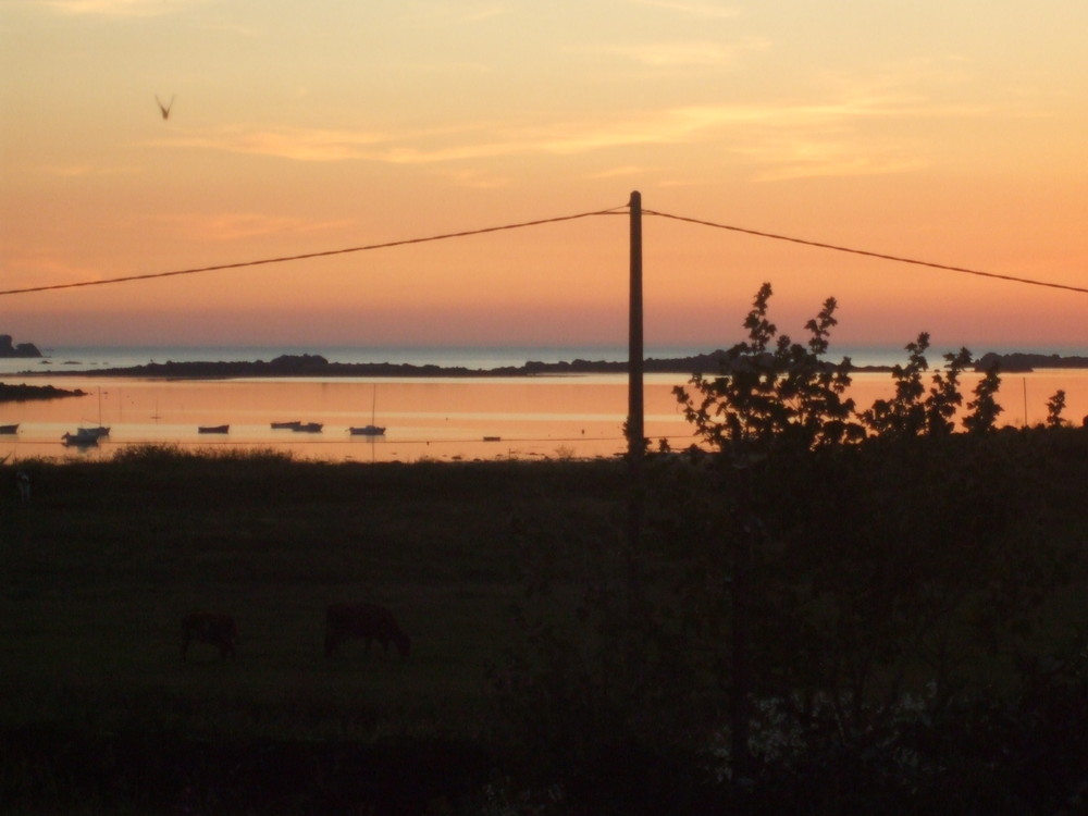 fin du coucher de soleil sur la mer