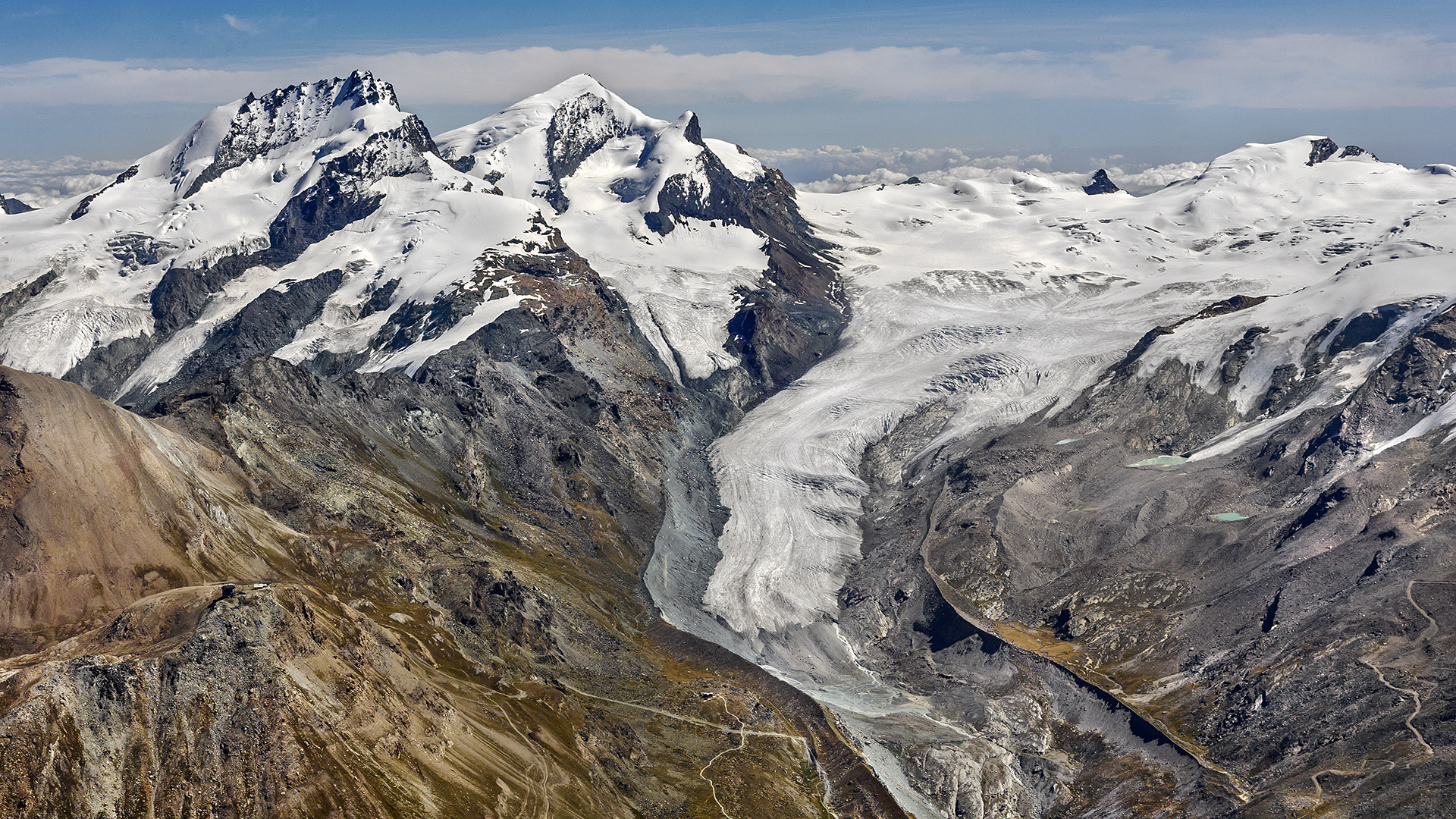 FINDELGLETSCHER-li mit Rumpfischhorn und Strahlhorn