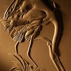 Fine leather carving-white crane