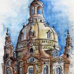 Fineliner Aquarell Skizze , Frauenkirche , Dresden