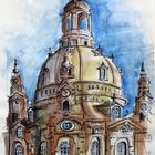 Fineliner Aquarell Skizze , Frauenkirche , Dresden