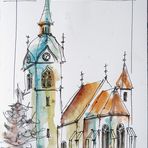 Fineliner-Aquarell_Kirche Althofen II_ARTIST300_A4