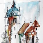 Fineliner-Aquarell_Kirche Althofen III_ARTIST300_A4