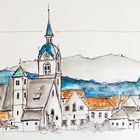 Fineliner-Aquarell_Kirche  Althofen IV_ARTIST300_A4