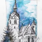 Fineliner-Aquarell_Kirche Althofen_ARTIST300_A4