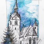 Fineliner-Aquarell_Kirche Althofen_ARTIST300_A4