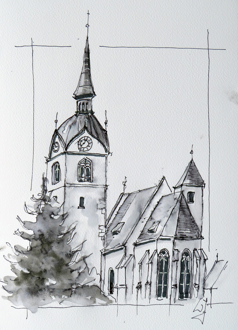 Fineliner_Kirche Althofen_ARTIST300_A4