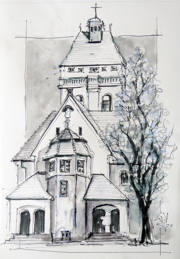 Fineliner_Kirche FF Original_ARTIST Skizzenblock160_A4