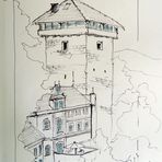 Fineliner_Zeichnung Annenturm_Skizzenbuch_A4