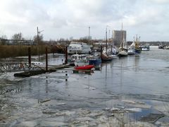 Finkenwerder Hafen im Eis