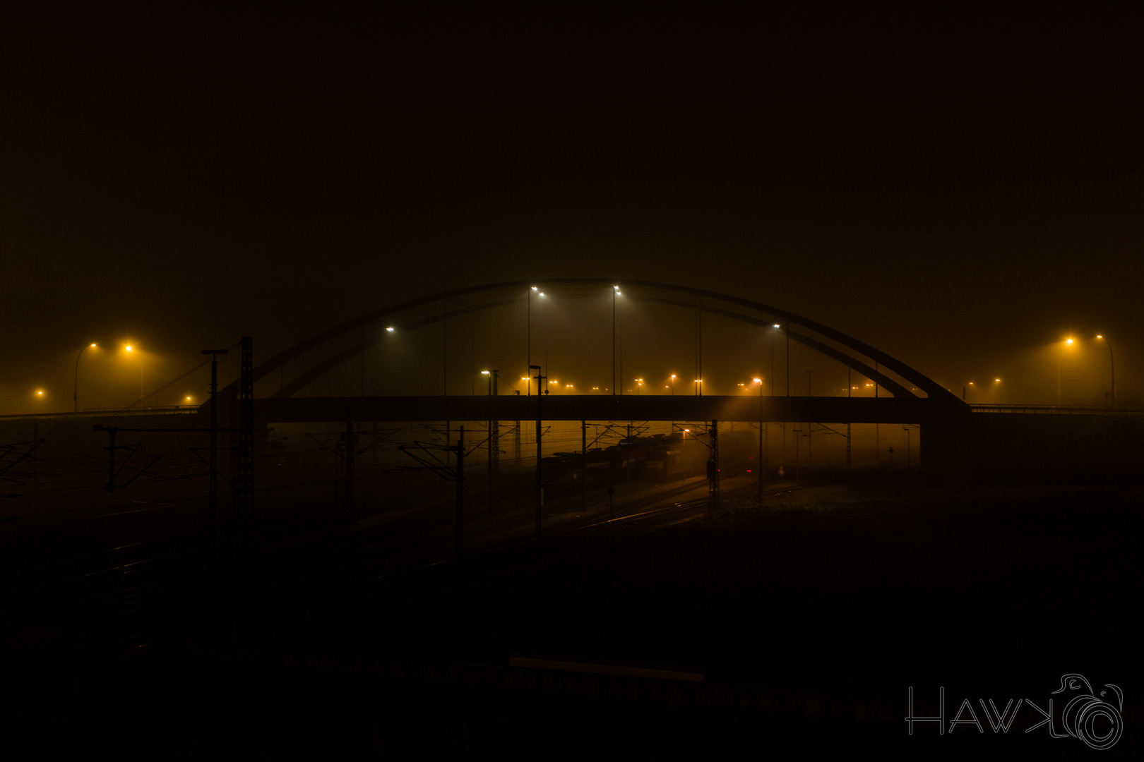 Finkenwerder Ringbrücke-Süd im Nebel