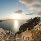 Fira Santorin Sonnenuntergangstimmung Panorama