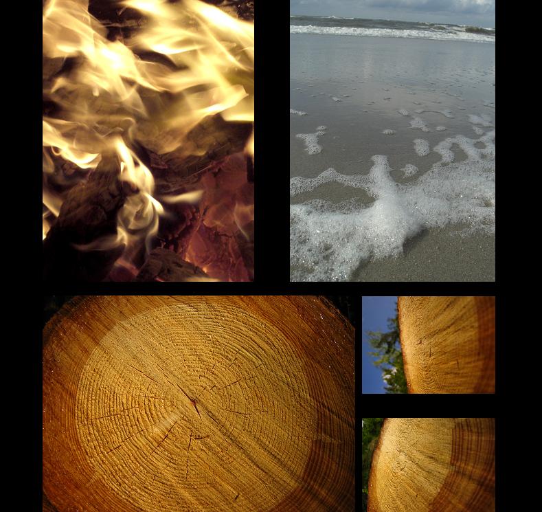 fire - water - wood. the three elements.