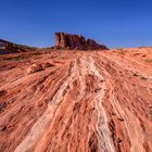 Fire Wave mit Gibraltar Rock, Valley of Fire SP, Nevada, USA