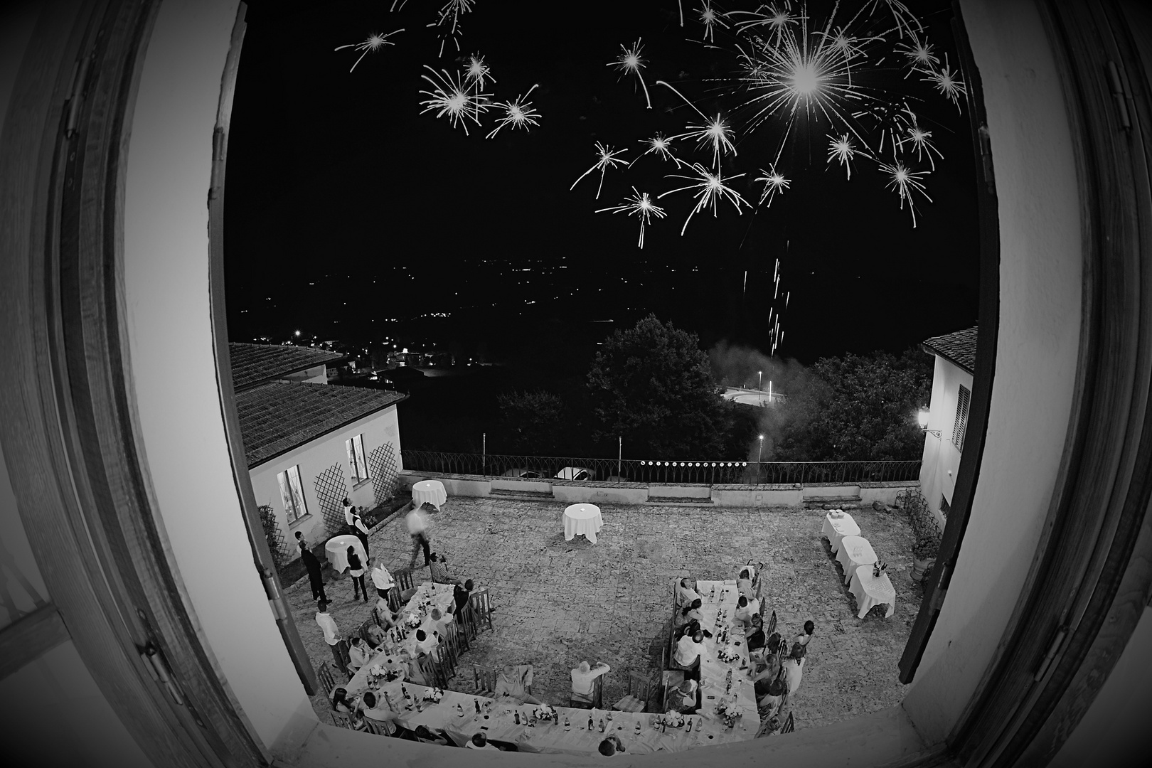 Fireworks at the wedding.