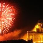 Fireworks in front of the Romanian House of Parliament