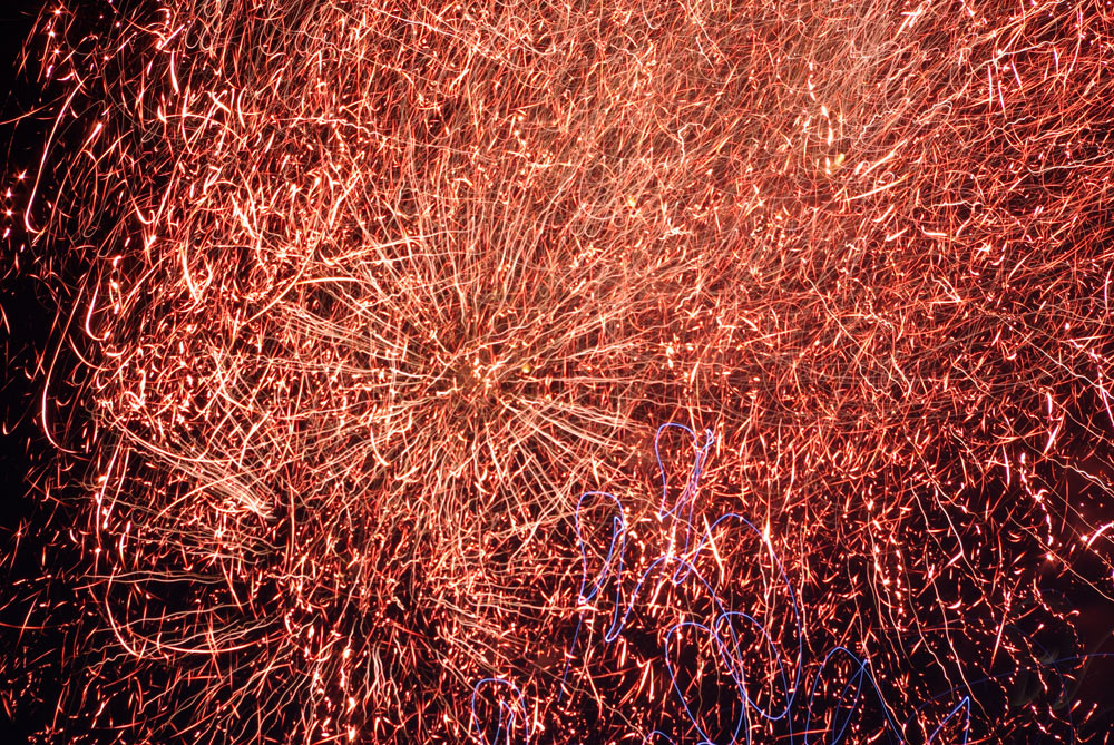 Fireworks in red confusion