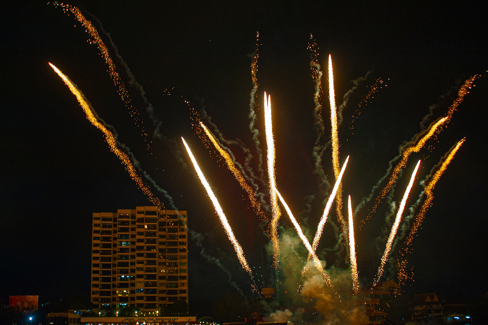 Fireworks over Bangkok city