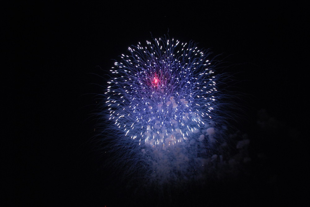 fireworks - red, blue and white