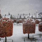 First snow in  beguinage of Ghent Belgium