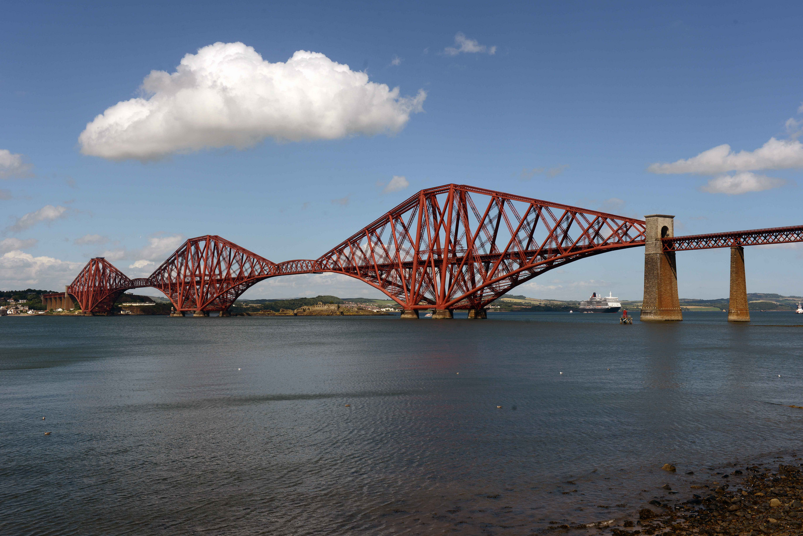 Firth of Forth Bridge with mv Queen Elizabeth