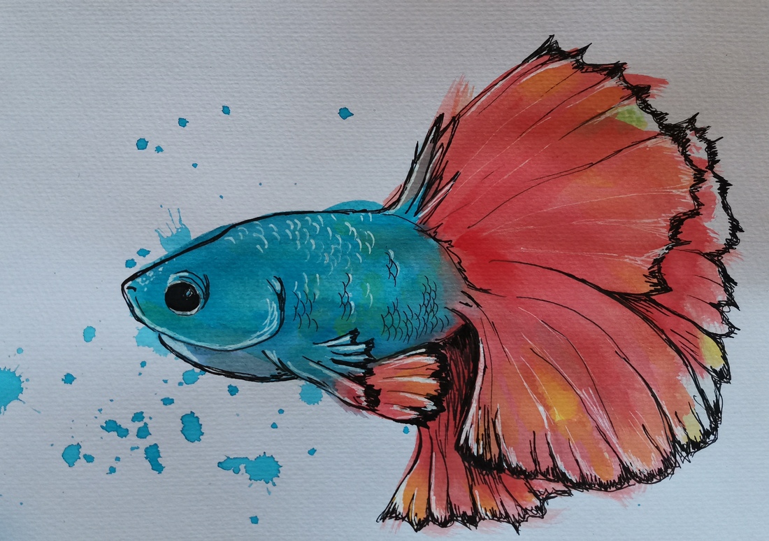 Fisch - Aquarell und Stift