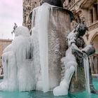 Fischbrunnen unter einer Eisschicht