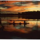 Fischen bei Sonnenuntergang