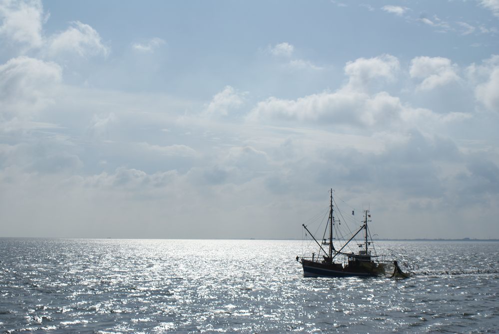 Fischender Kutter in der Abendsonne by larsherrmann 