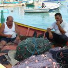 Fischer im Hafen von Marsaxlokk von Malta