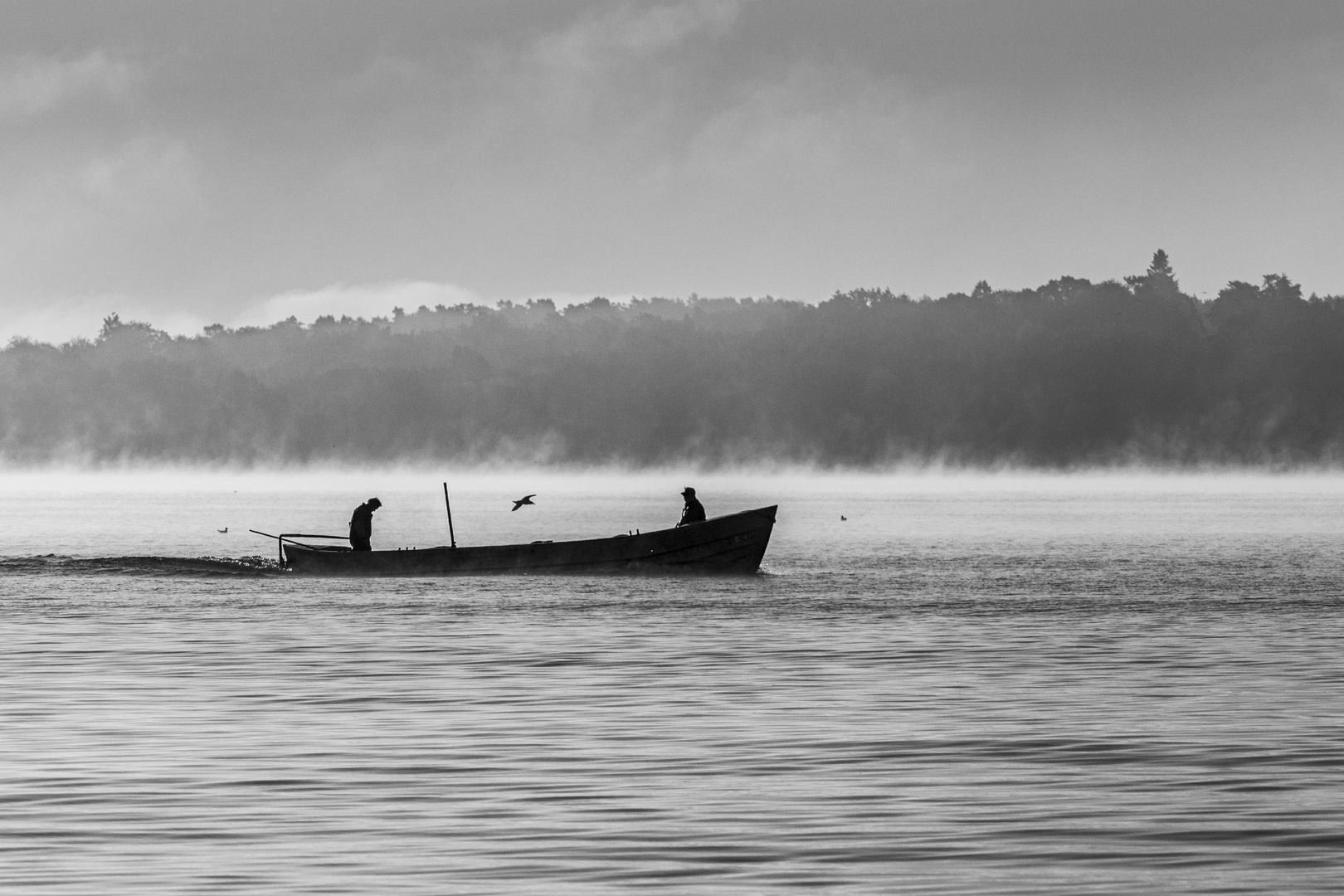 Fischer im Morgennebel