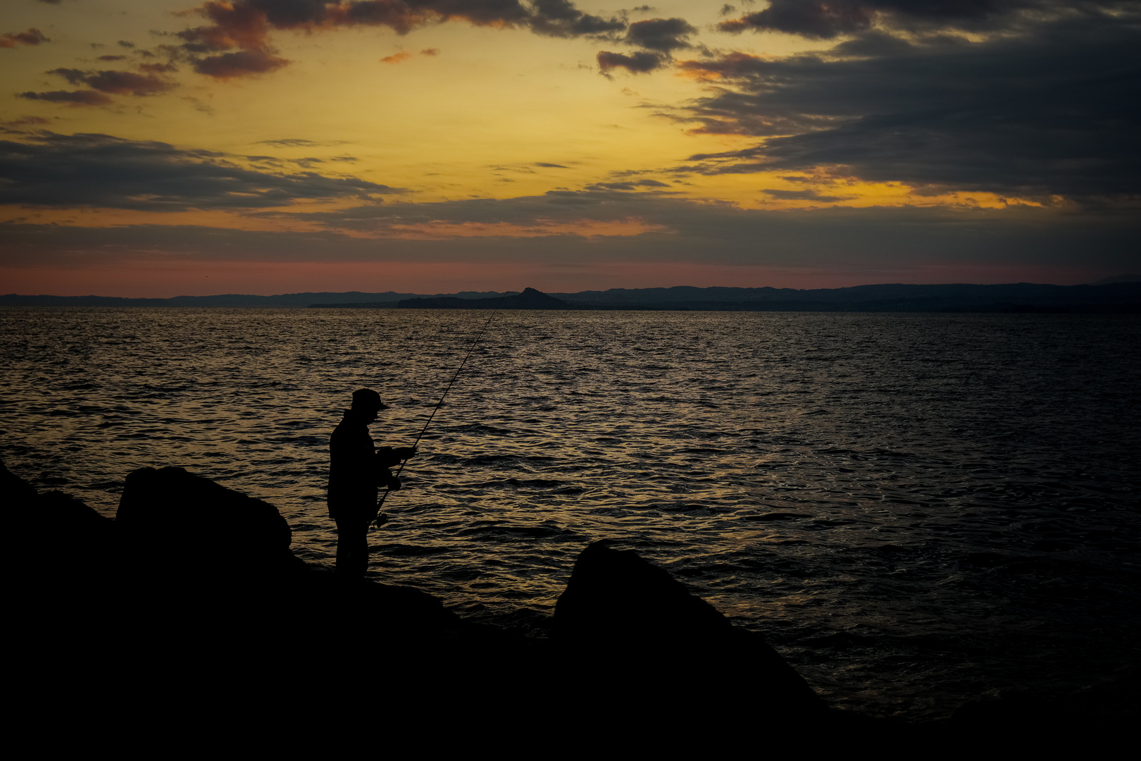 Fischer im Sonnenuntergang 