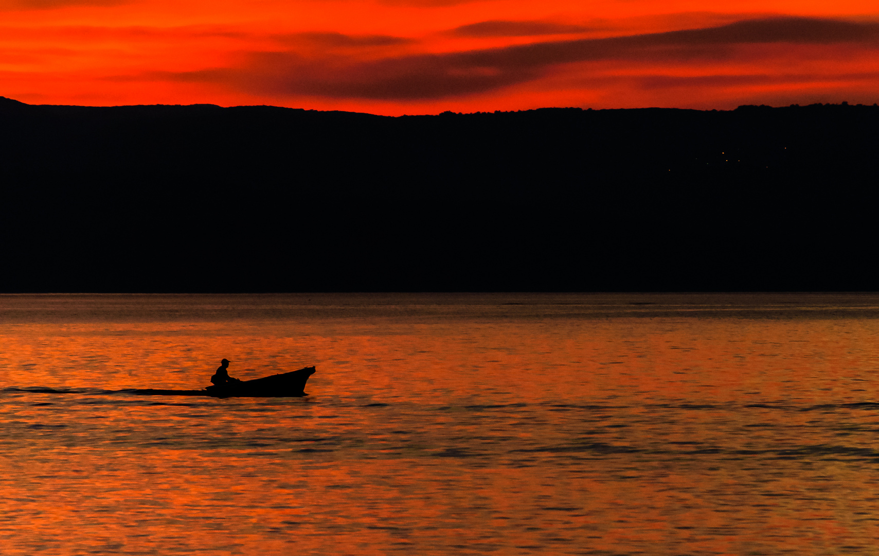 Fischer im Sonnenuntergang