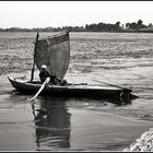 Fischer - Ruderboot mit Segel