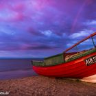 Fischerboot am Strand von Ahlbeck bei Sonnenuntergang 15.06.2013