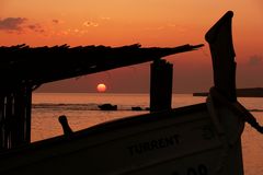 Fischerboot am Strand von Es Pujols