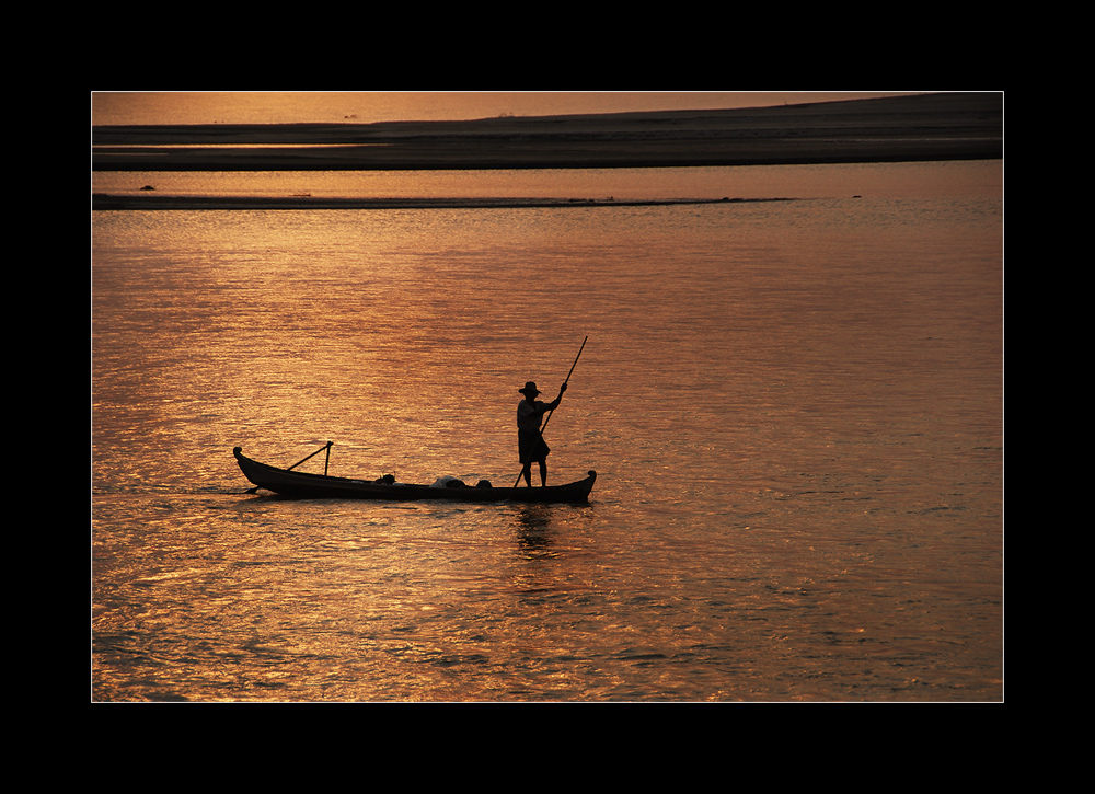 Fischerboot auf dem Irrawady
