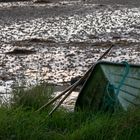 Fischerboot bei Ebbe